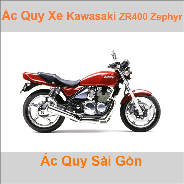 Bình ắc quy cho xe moto Kawasaki ZR-400 398cc / 399cc có công suất tầm 10Ah, 12Ah (10h) với các mã bình ắc quy phổ biến như YTX12-BS
