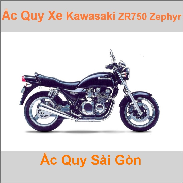 Bình ắc quy cho xe moto Kawasaki ZR-750 / Zephyr-750 738cc có công suất tầm 10Ah, 12Ah (10h) với các mã bình ắc quy phổ biến như YTX12-BS