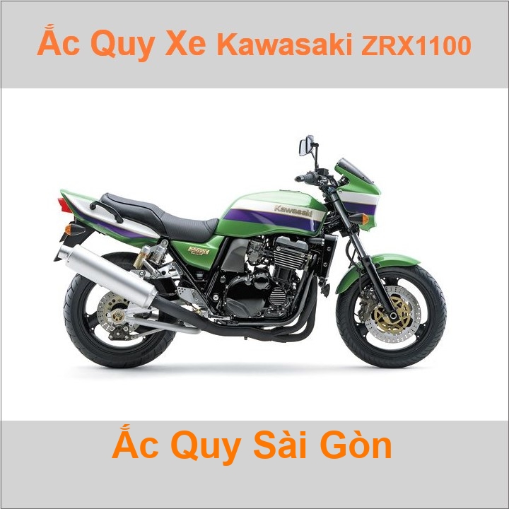 Bình ắc quy cho xe moto Kawasaki ZRX-1100 / Zephyr-1100 1052cc có công suất tầm 12Ah (10h) với các mã bình ắc quy phổ biến như YTX14-BS 