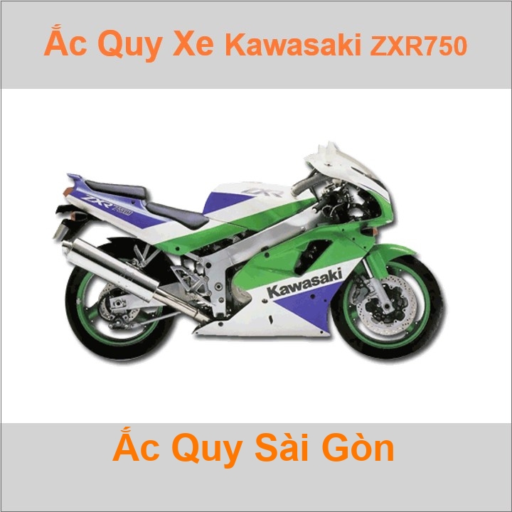 Bình ắc quy cho xe moto Kawasaki ZXR750 748cc có công suất tầm 8Ah, 9Ah (10h) với các mã bình ắc quy phổ biến như YTX9-BS 