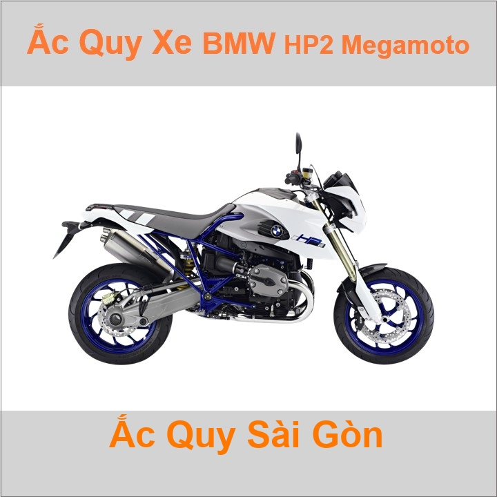 Bình acquy moto cho xe pkl BMW HP2 Megamoto 1170cc có công suất tầm 11,2Ah (10h) với các mã bình ắc quy phổ biến như TTZ14S, YTZ12S 