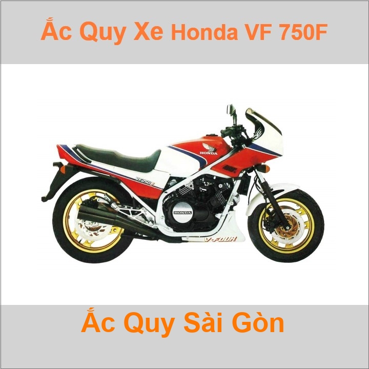 Bình acquy moto cho xe pkl Honda VF 750F / 700F / Interceptor V45 748cc / 699cc có công suất 12Ah, 14Ah Có thể thay bằng bình 12V 14Ah mã YB14L-BS