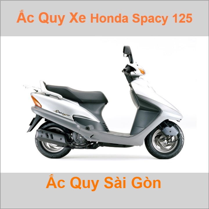 Bình acquy moto cho xe tay ga Honda Spacy 125 / Spacy 110 có công suất tầm 8Ah, 9Ah (10h) với các mã bình ắc quy phổ biến như YTX9-BS Bình ắc quy xe mô tô phân khối lớn scooter Honda Spacy có kích thước khoảng Dài 15cm * Rộng 8.7cm * Cao 10.5cm chất lượng tốt với giá rẻ, cạnh tranh nhất