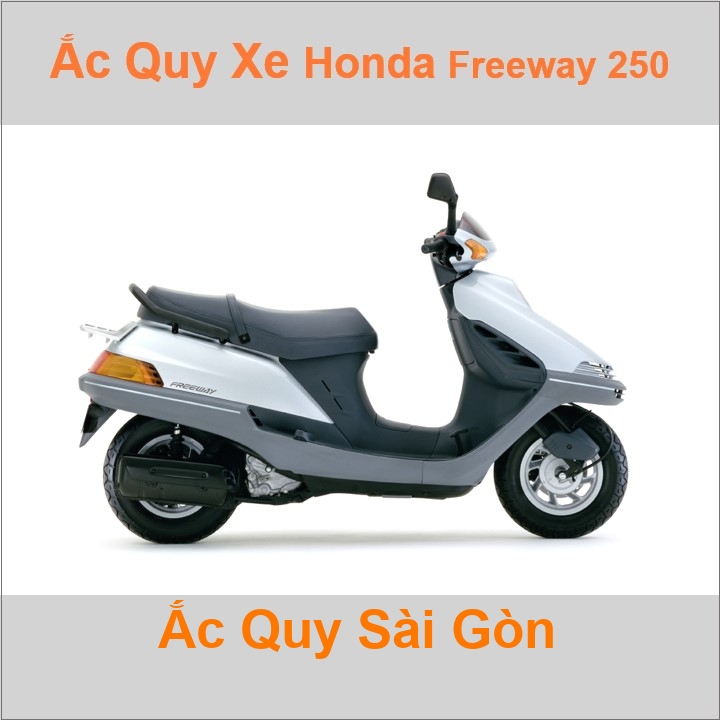 Bình acquy moto cho xe tay ga Honda Freeway / Elite 250 / CH250 244cc có công suất tầm 10Ah, 12Ah (10h) với các mã bình ắc quy phổ biến như YTX12-BS