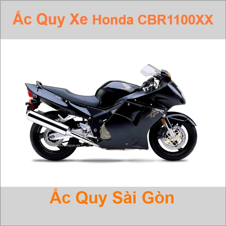 Bình acquy moto cho xe pkl Honda CBR 1100XX Blackbird 1137cc có công suất tầm 10Ah, 12Ah (10h) với các mã bình ắc quy phổ biến như YTX12-BS