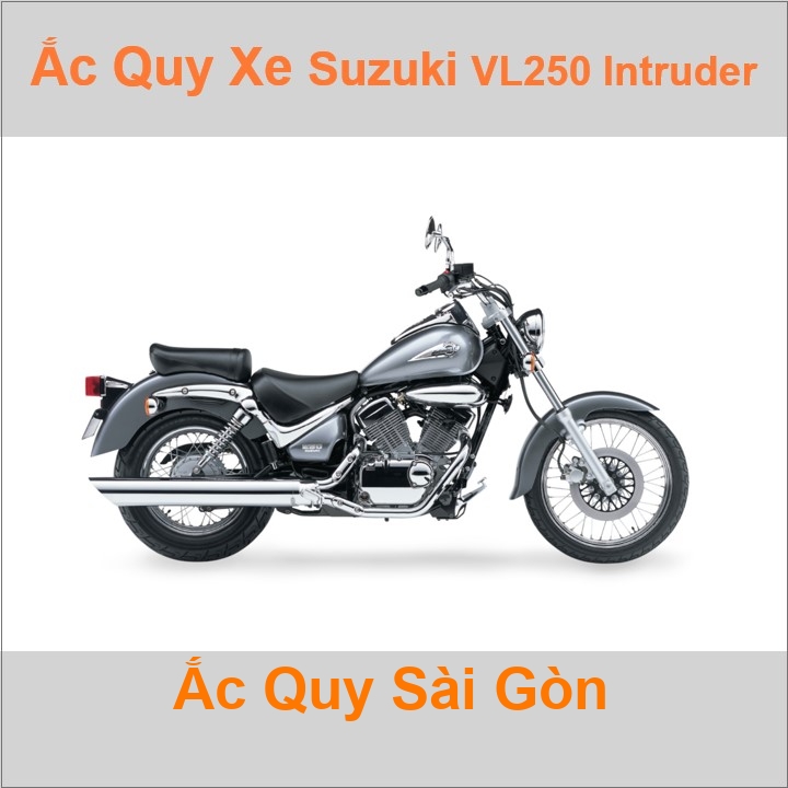 Bình acquy moto cho xe pkl Suzuki VL 250 Intruder 248cc có công suất tầm 14Ah (10h) với các mã bình ắc quy phổ biến như YTX16-BS Bình ắc quy xe mô tô phân khối lớn Suzuki VL250 có kích thước khoảng Dài 15cm * Rộng 8.7cm * Cao 16cm chất lượng tốt nhất với giá rẻ