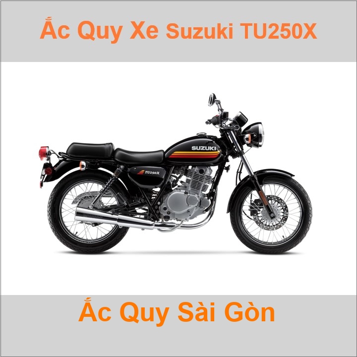 Bình acquy moto cho xe pkl Suzuki Volty / TU 250X (1994-1999) 249cc có công suất tầm 10Ah (10h) với mã bình ắc quy phổ biến như YB10L-BS Bình ắc quy xe mô tô phân khối lớn Suzuki Volty / TU250X có kích thước khoảng Dài 13cm * Rộng 8.8cm * Cao 14.5cm chất lượng tốt nhất với giá rẻ