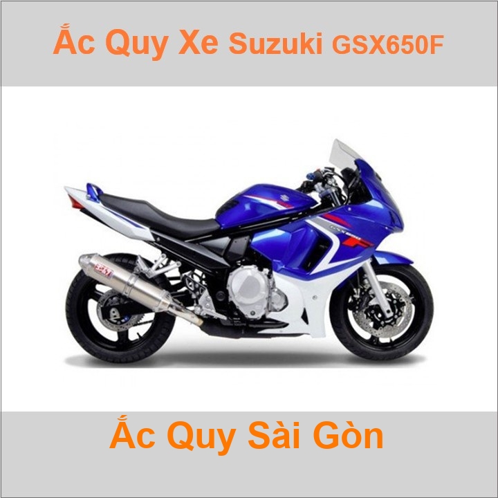 Bình acquy moto cho xe pkl Suzuki GSX-650F 656cc có công suất tầm 8Ah, 9Ah (10h) với các mã bình ắc quy phổ biến như YTX9-BS Bình ắc quy xe mô tô phân khối lớn Suzuki GSX650F có kích thước khoảng Dài 15cm * Rộng 8.7cm * Cao 10.5cm chất lượng tốt nhất với giá rẻ