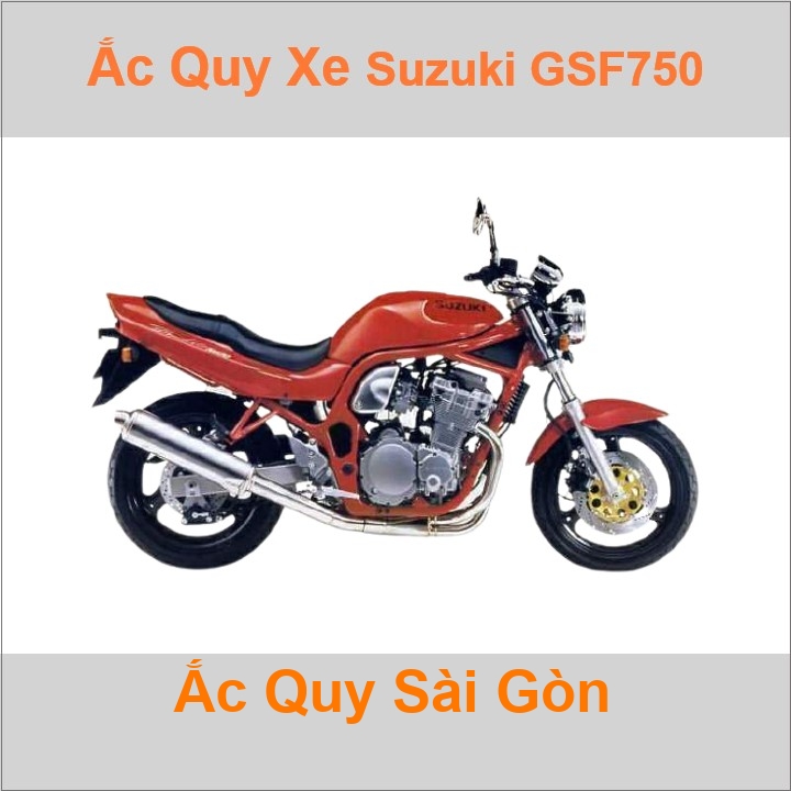 Bình acquy moto cho xe pkl Suzuki GSF-750 749cc có công suất tầm 10Ah, 12Ah (10h) với các mã bình ắc quy phổ biến như YTX12-BS Bình ắc quy xe mô tô phân khối lớn Suzuki GSF750 có kích thước khoảng Dài 15cm * Rộng 8.7cm * Cao 13cm chất lượng tốt nhất với giá rẻ
