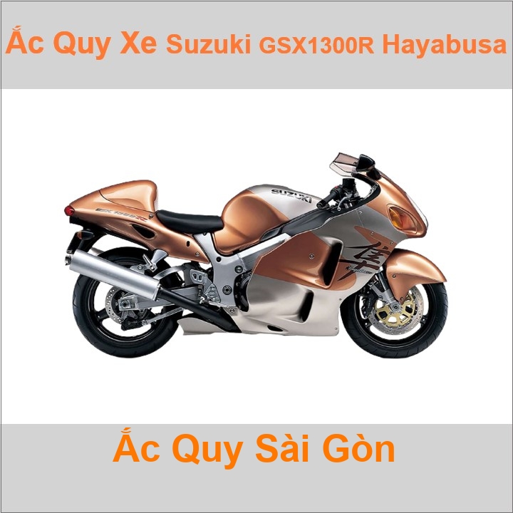 Bình acquy moto cho xe pkl Suzuki GSX-1300R Hayabusa (1999-2007) 1299cc có công suất tầm 11.2Ah (10h) với các mã bình ắc quy phổ biến như TTZ14S, YTZ12S Bình ắc quy xe mô tô phân khối lớn Suzuki GSX1300R có kích thước khoảng Dài 15cm * Rộng 8.7cm * Cao 11cm chất lượng tốt nhất với giá rẻ