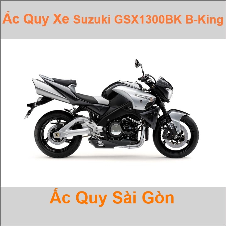 Bình acquy moto cho xe pkl Suzuki GSX-1300BK B-King 1340cc có công suất tầm 10Ah, 12Ah (10h) với các mã bình ắc quy phổ biến như YTX12-BS Bình ắc quy xe mô tô phân khối lớn Suzuki GSX1300BK có kích thước khoảng Dài 15cm * Rộng 8.7cm * Cao 13cm chất lượng tốt nhất với giá rẻ
