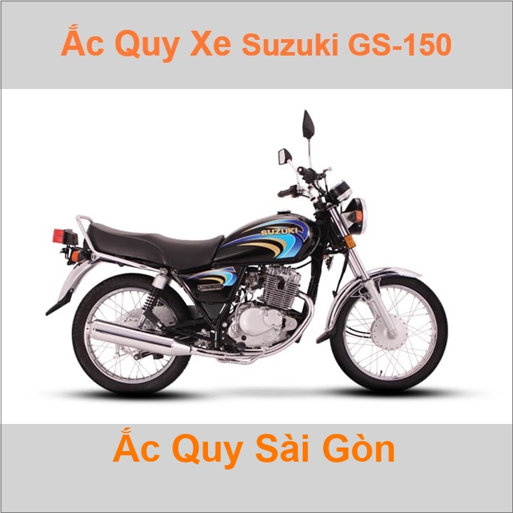 Bình acquy moto cho xe pkl Suzuki GS-150 149cc có công suất tầm 9Ah (10h) với các mã bình ắc quy phổ biến như YB9-BS Bình ắc quy xe mô tô phân khối lớn Suzuki GS150 có kích thước khoảng Dài 13.5cm * Rộng 7.5cm * Cao 13.5cm chất lượng tốt nhất với giá rẻ