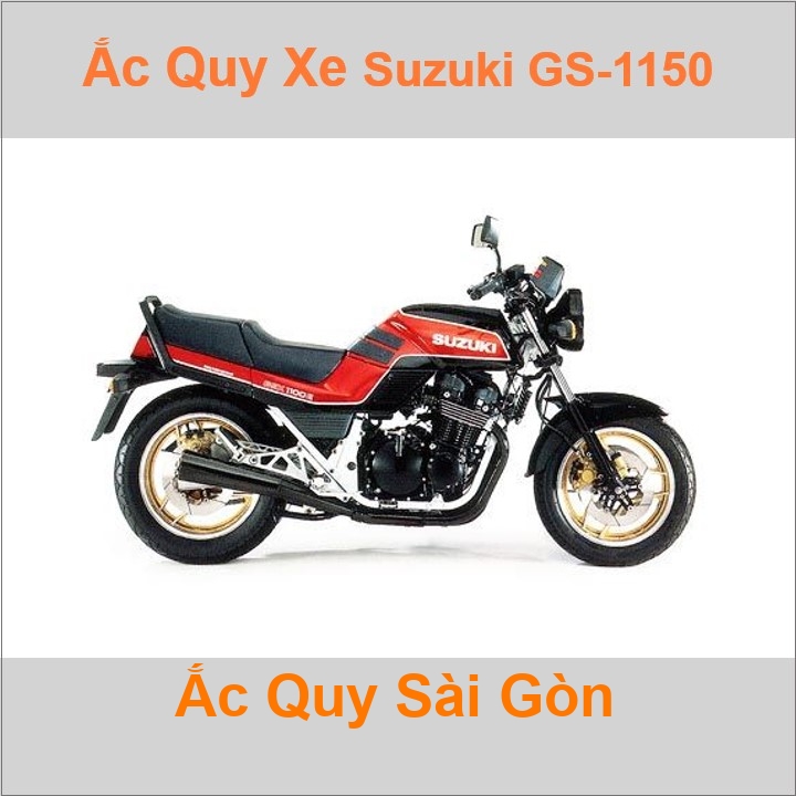 Bình acquy moto cho xe pkl Suzuki GS-1100 / GS-1150 có công suất tầm 14Ah (10h) với mã bình ắc quy phổ biến như YB14L-BS Bình ắc quy xe mô tô phân khối lớn Suzuki GS1100 GS1150 có kích thước khoảng: Dài 13cm * Rộng 8.8cm * Cao 16cm chất lượng tốt nhất với giá rẻ
