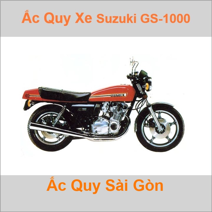 Bình acquy moto cho xe pkl Suzuki GS-1000 997cc có công suất tầm 14Ah (10h) với mã bình ắc quy phổ biến như YB14L-BS Bình ắc quy xe mô tô phân khối lớn Suzuki GS1000 có kích thước khoảng: Dài 13cm * Rộng 8.8cm * Cao 16cm chất lượng tốt nhất với giá rẻ
