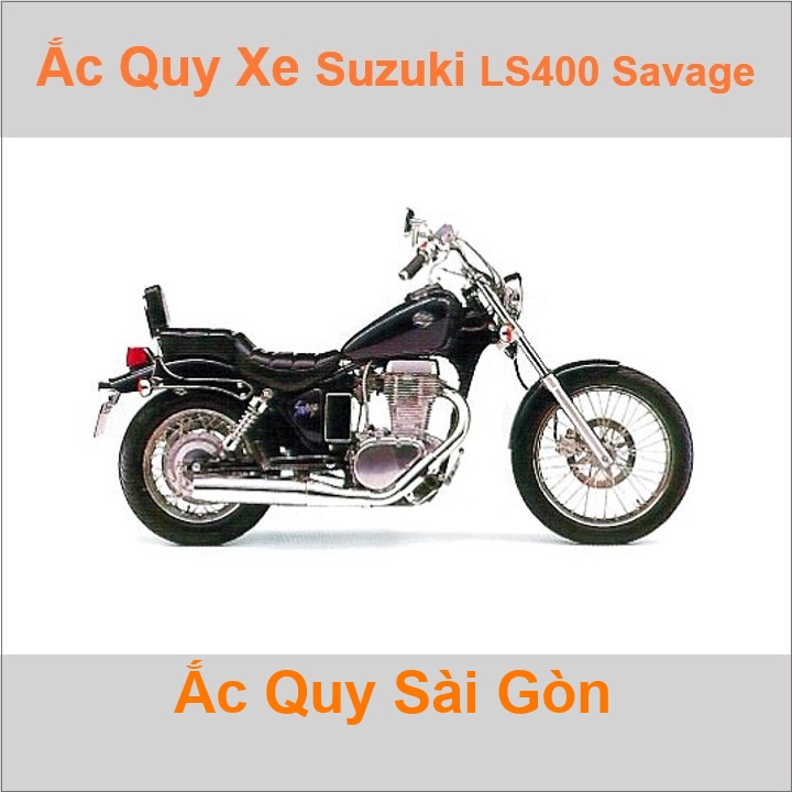Bình acquy moto cho xe pkl Suzuki LS 400 Savage 396cc có công suất tầm 14Ah (10h) với mã bình ắc quy phổ biến như YB14L-BS Bình ắc quy xe mô tô phân khối lớn Suzuki LS400 có kích thước khoảng: Dài 13cm * Rộng 8.8cm * Cao 16cm chất lượng tốt nhất với giá rẻ