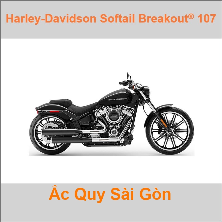 Bình acquy moto cho xe pkl Harley-Davidson Softail Breakout 107 FXBR có công suất 18Ah, 20Ah (10h) với các mã bình ắc quy như YTX20L-BS, YT20L-4 Bình