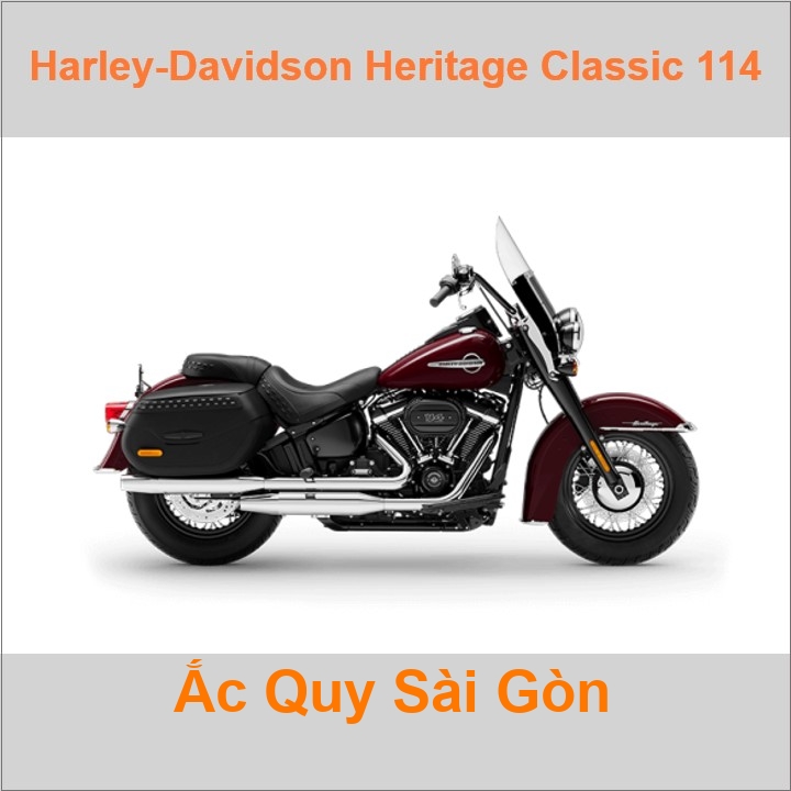 Bình acquy moto cho xe pkl Harley-Davidson Softail Heritage Classic 114 FLHCS có công suất 18Ah, 20Ah (10h) với các mã bình ắc quy như YTX20L-BS, YT20