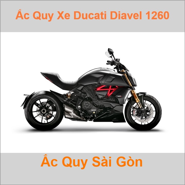 Bình ắc quy cho xe moto pkl Ducati Diavel có công suất tầm 10Ah với các mã bình ắc quy phổ biến như YT12B-BS, YT12B-4. Bình ắc quy xe mô tô phân khối