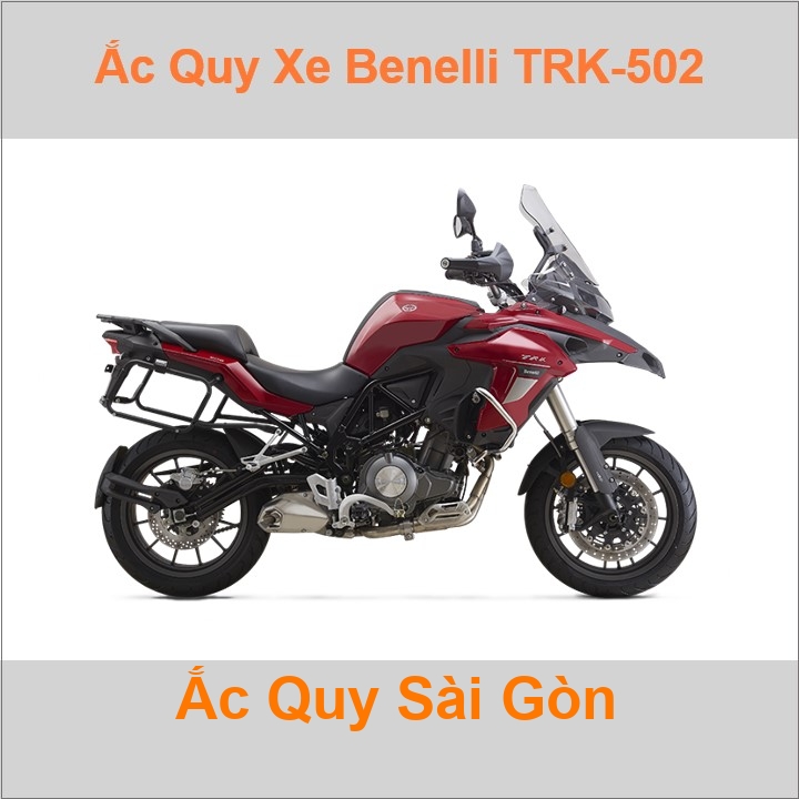 Bình ắc quy cho xe moto pkl Benelli TRK 502 499.6cc có công suất tầm 8Ah, 9Ah (10h) với các mã bình ắc quy phổ biến như YTX9-BS Bình ắc quy xe mô tô p