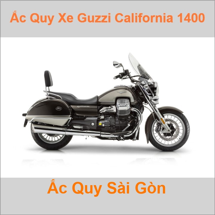 Bình ắc quy cho xe moto pkl Moto Guzzi California 1400 1380cc có công suất tầm 14Ah, 18ah (10h) với các mã bình ắc quy như YTX16-BS; YTX20CH-BS Bình ắc quy xe mô tô phân khối lớn Moto Guzzi California có kích thước khoảng Dài 15cm * Rộng 8.7cm * Cao 16cm battery chất lượng tốt nhất giá rẻ