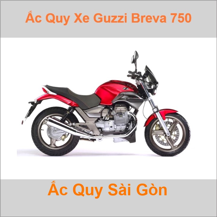 Bình ắc quy cho xe moto pkl Moto Guzzi Breva có công suất tầm 14Ah, 18ah (10h) với các mã bình ắc quy như YTX16-BS; YTX20CH-BS Bình ắc quy xe mô tô ph