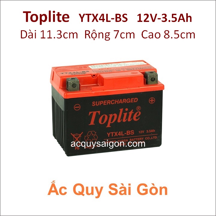 Ắc quy Yuasa Toplite 12V 3.5Ah YTX4L-BS Supercharged
