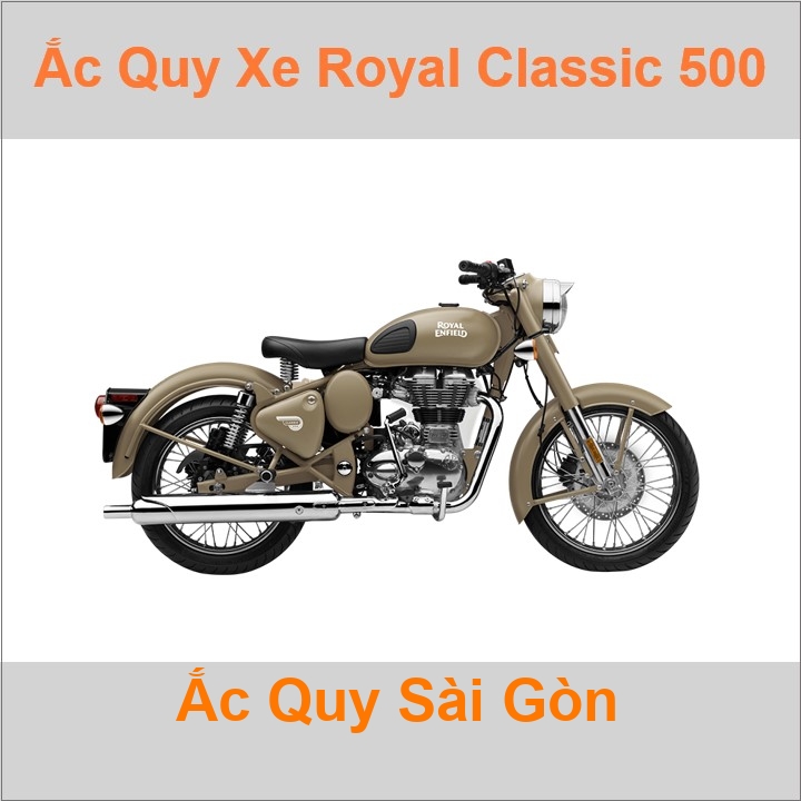 Bình acquy moto cho xe pkl Royal Enfield Classic 500 499cc / 350 346cc có công suất tầm 14Ah (10h) với mã bình ắc quy phổ biến như YB14L-BS Bình ắc qu