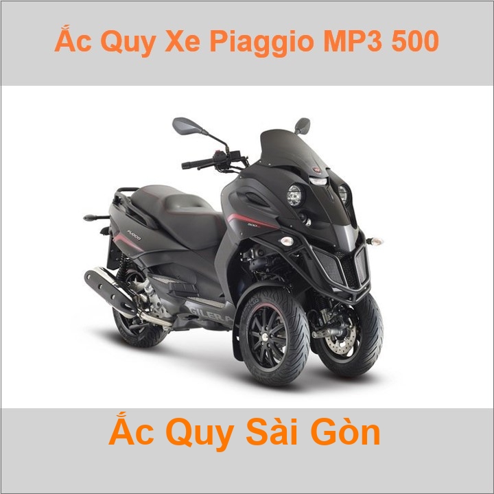 Bình ắc quy cho xe tay ga pkl Piaggio MP3 500 493cc có công suất tầm 12Ah, 14Ah (10h) với các mã bình ắc quy phổ biến như YTX14-BS Bình ắc quy xe scooter phân khối lớn Piaggio MP3 500 (2005-2013) có kích thước khoảng Dài 15cm * Rộng 8.7cm * Cao 14.5cm battery chất lượng tốt nhất giá rẻ