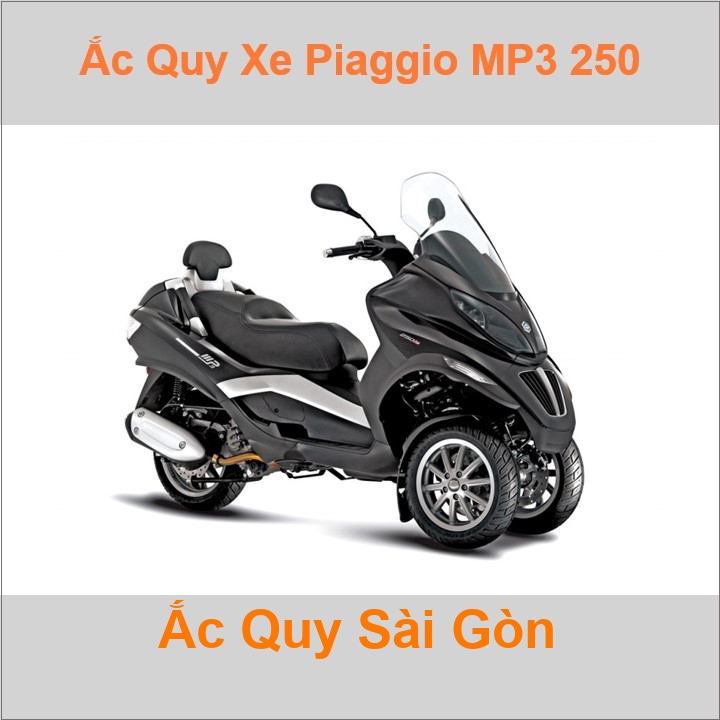 Bình ắc quy cho xe tay ga pkl Piaggio MP3 250 244cc có công suất tầm 10Ah (10h) với các mã bình ắc quy phổ biến như YTX12-BS Bình ắc quy xe scooter phân khối lớn Piaggio MP3 250 có kích thước khoảng Dài 15cm * Rộng 8.7cm * Cao 13cm battery chất lượng tốt nhất giá rẻ