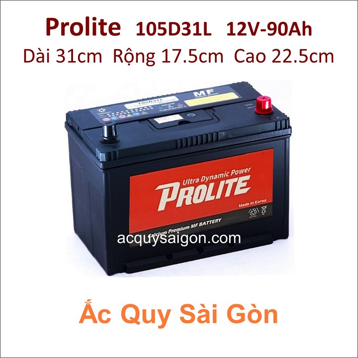 Chuyên phân phối sỷ và lẻ các loại bình ắc quy Prolite 12V 90Ah 105D31L chất lượng cao nhập khẩu Hàn Quốc cho tất cả các hãng xe trên thị trường