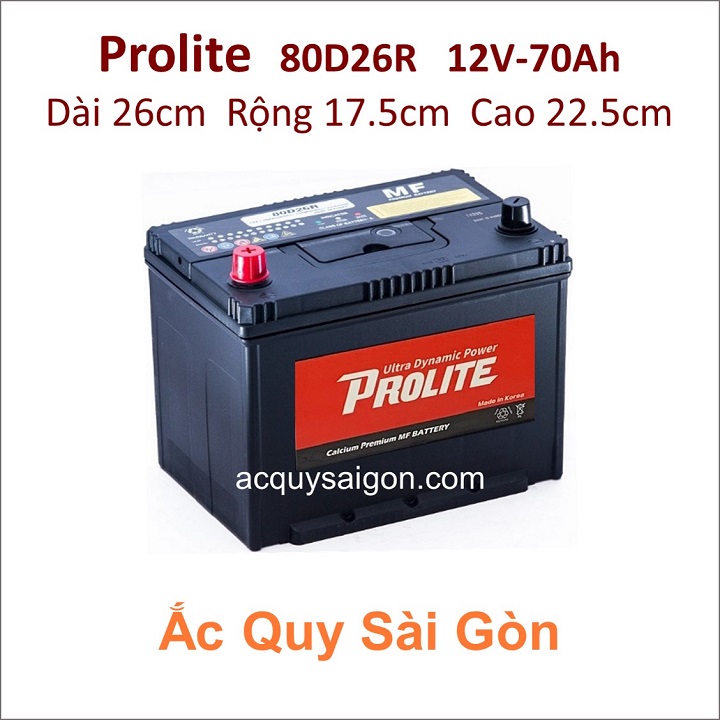 Chuyên phân phối sỷ và lẻ các loại bình ắc quy Prolite 12V 70Ah 80D26R chất lượng cao nhập khẩu Hàn Quốc cho tất cả các hãng xe trên thị trường