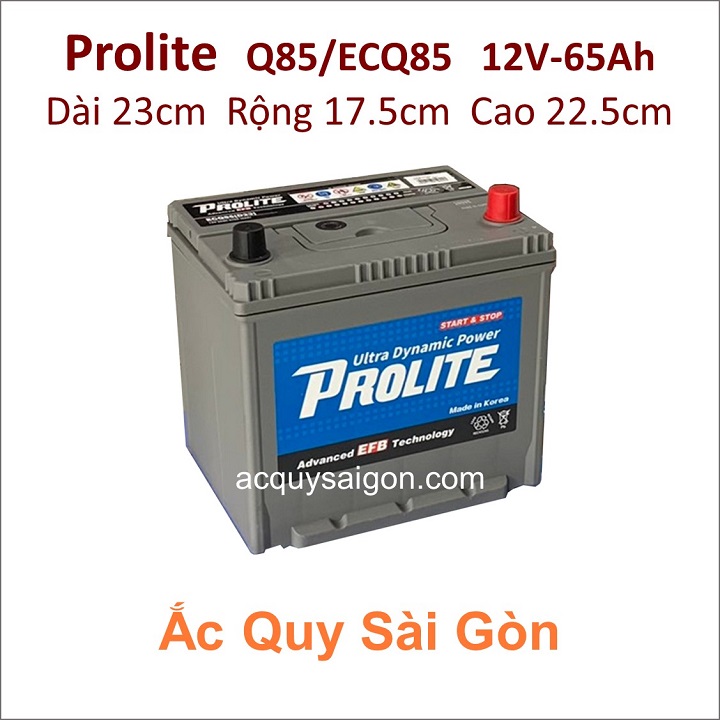Chuyên phân phối sỷ và lẻ các loại bình ắc quy Prolite 12V 65Ah Q85-EFB chất lượng cao nhập khẩu Hàn Quốc cho tất cả các hãng xe trên thị trường