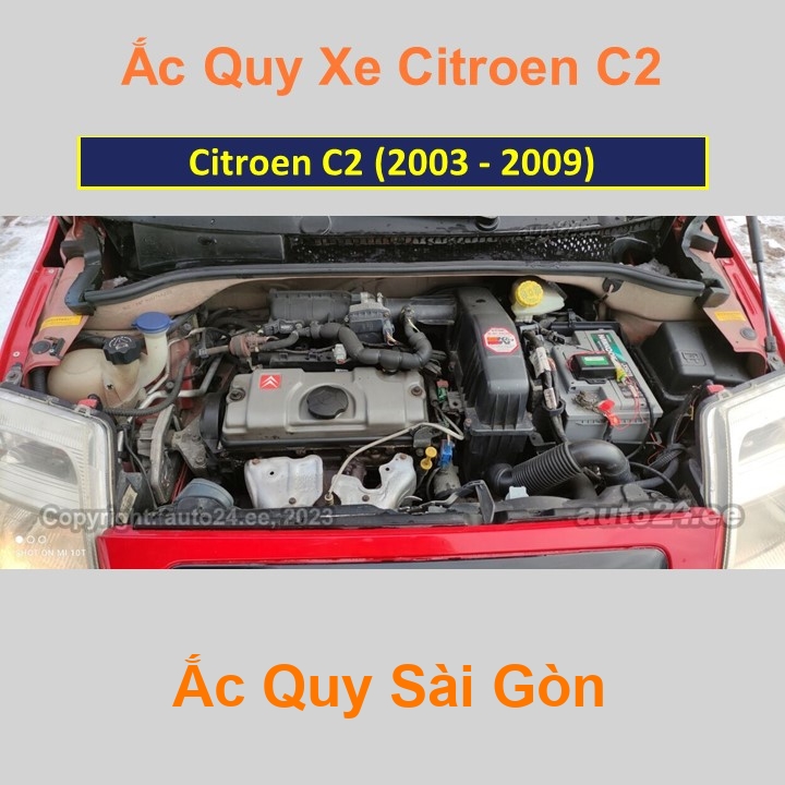 Bình ắc quy cho xe Citroen C2 có công suất tầm 60Ah, 62Ah (cọc chìm – cọc nghịch) với các mã bình ắc quy như Din60, Din62