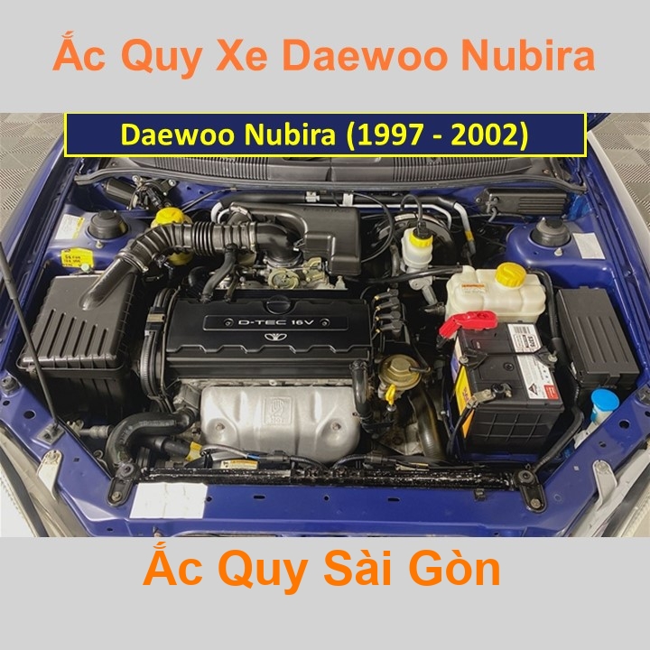 Bình ắc quy cho xe Daewoo Nubira có công suất tầm 60Ah, 65Ah (cọc nổi - cọc thuận) với các mã bình ắc quy như 55D23R, 75D23R