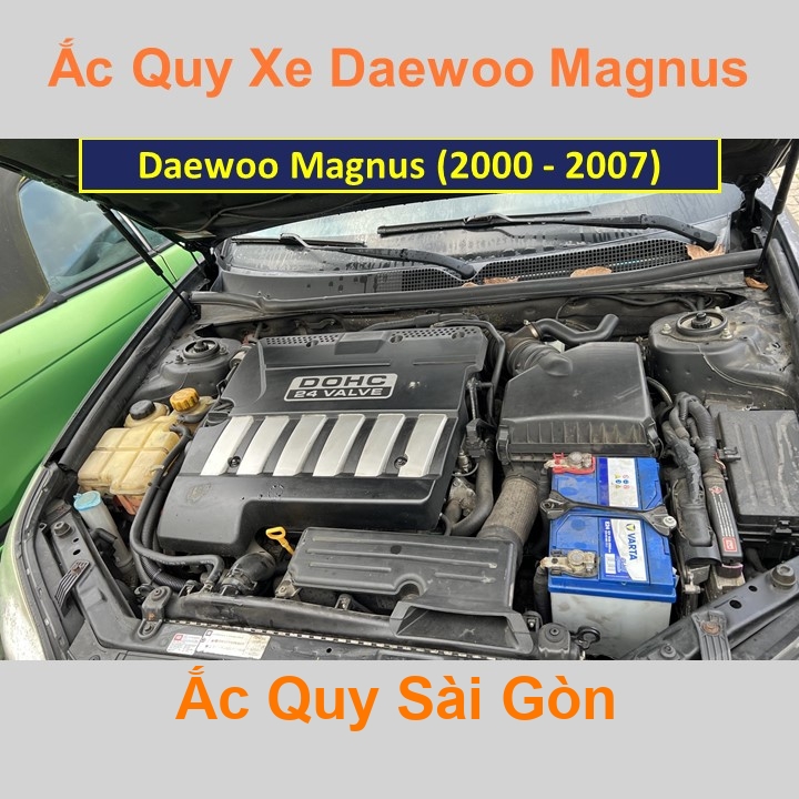 Bình ắc quy cho xe Daewoo Magnus có công suất tầm 70Ah, 75Ah (cọc nổi - cọc thuận) với các mã bình ắc quy như 70D26R, 85D26R, 90D26R