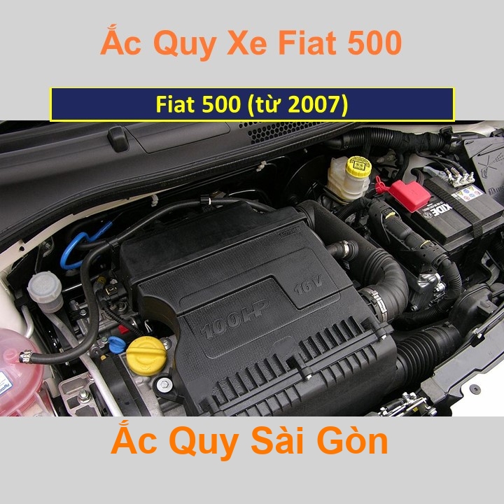 Bình ắc quy cho xe Fiat 500 có công suất tầm 45Ah, 50Ah (cọc chìm – cọc nghịch) với các mã bình ắc quy Din45, Din50 Bình acquy oto Fiat 500 có kích th