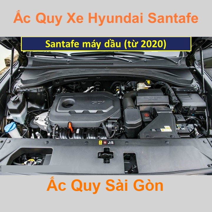 Bình ắc quy cho xe Hyundai SantaFe (từ 2020) có công suất tầm 80Ah, 90Ah (cọc chìm – cọc nghịch) với các mã bình ắc quy như Din80, Din90 Bình acquy ot