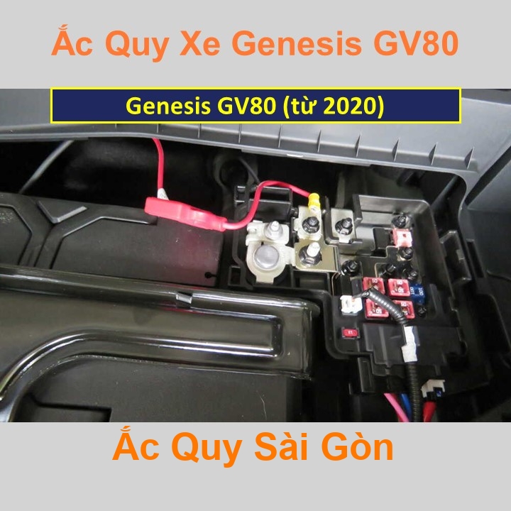 Bình ắc quy cho xe Genesis GV80 (từ 2020) có công suất tầm 95Ah, 100Ah (cọc chìm – cọc nghịch) với các mã bình ắc quy như AGM95, Din100 Bình acquy oto Genesis GV80 có kích thước khoảng Dài 35cm * Rộng 17,5cm * Cao 19cm Ắc Quy Sài Gòn