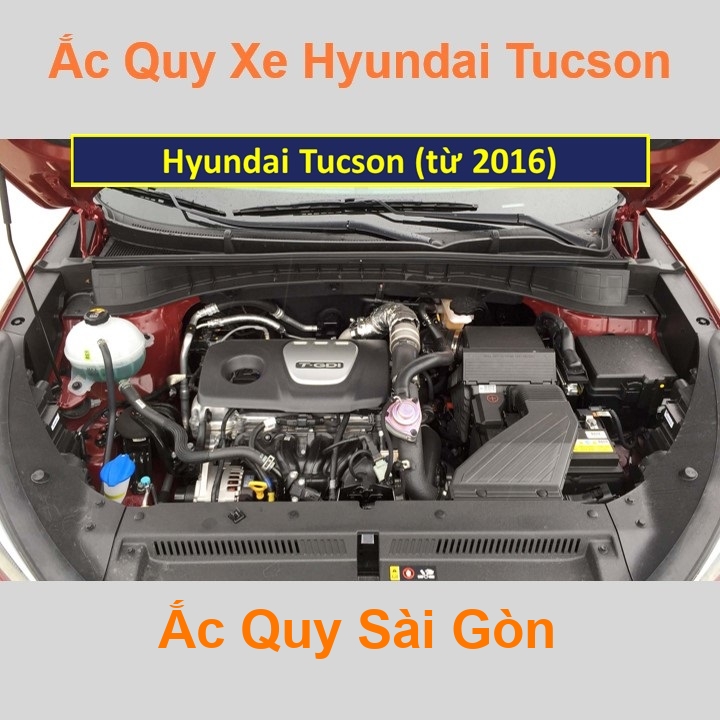 Bình ắc quy cho xe Hyundai Tucson (từ 2016) có công suất tầm 71Ah, 74Ah, 75Ah (cọc chìm – nghịch) với các mã bình ắc quy như Din71, Din74, Din75 Bình acquy oto Hyundai Tucson có kích thước khoảng Dài 27cm * Rộng 17,5cm * Cao 19cm Ắc Quy Sài Gòn