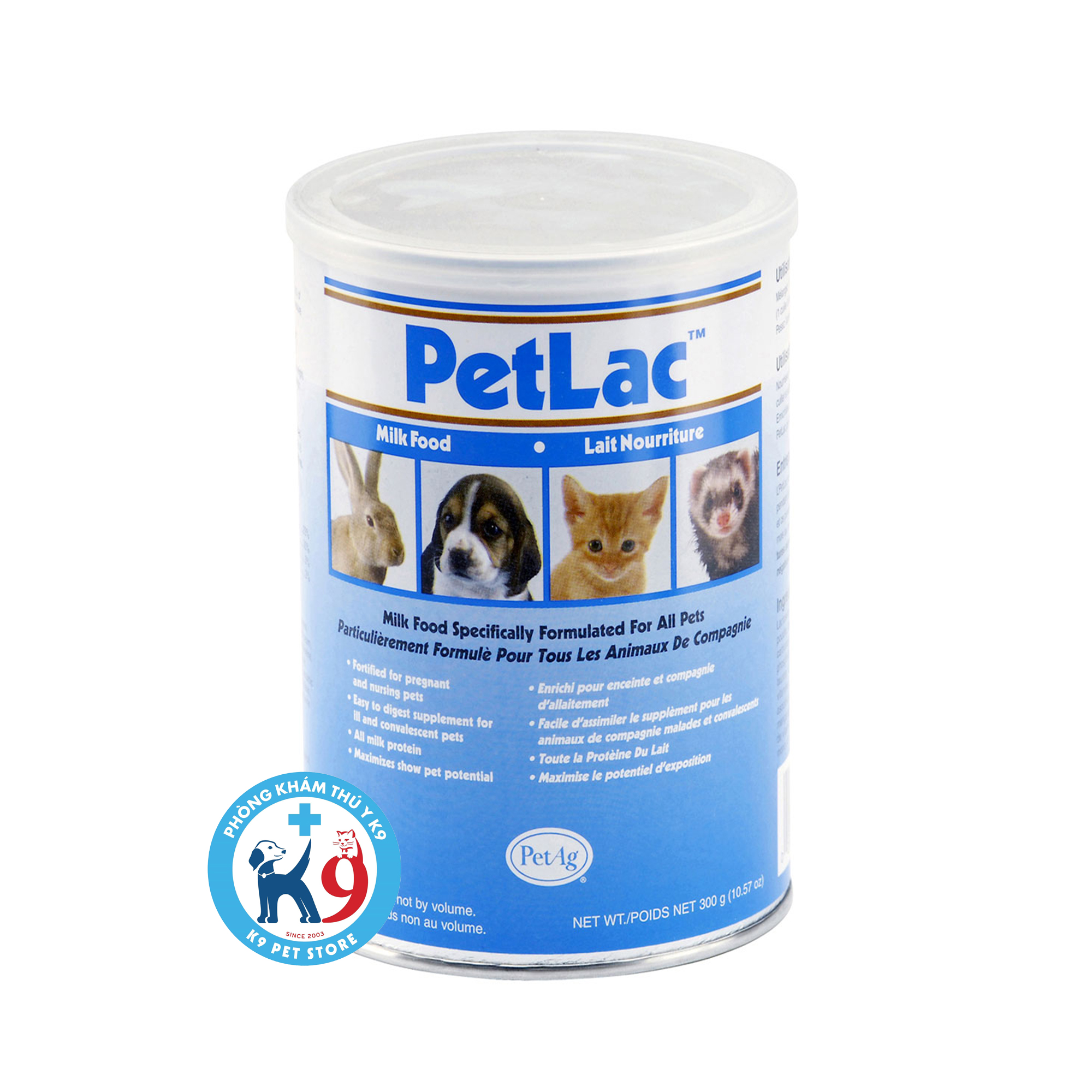 Sữa bột cho chó mèo PETLAC - Lon 300g