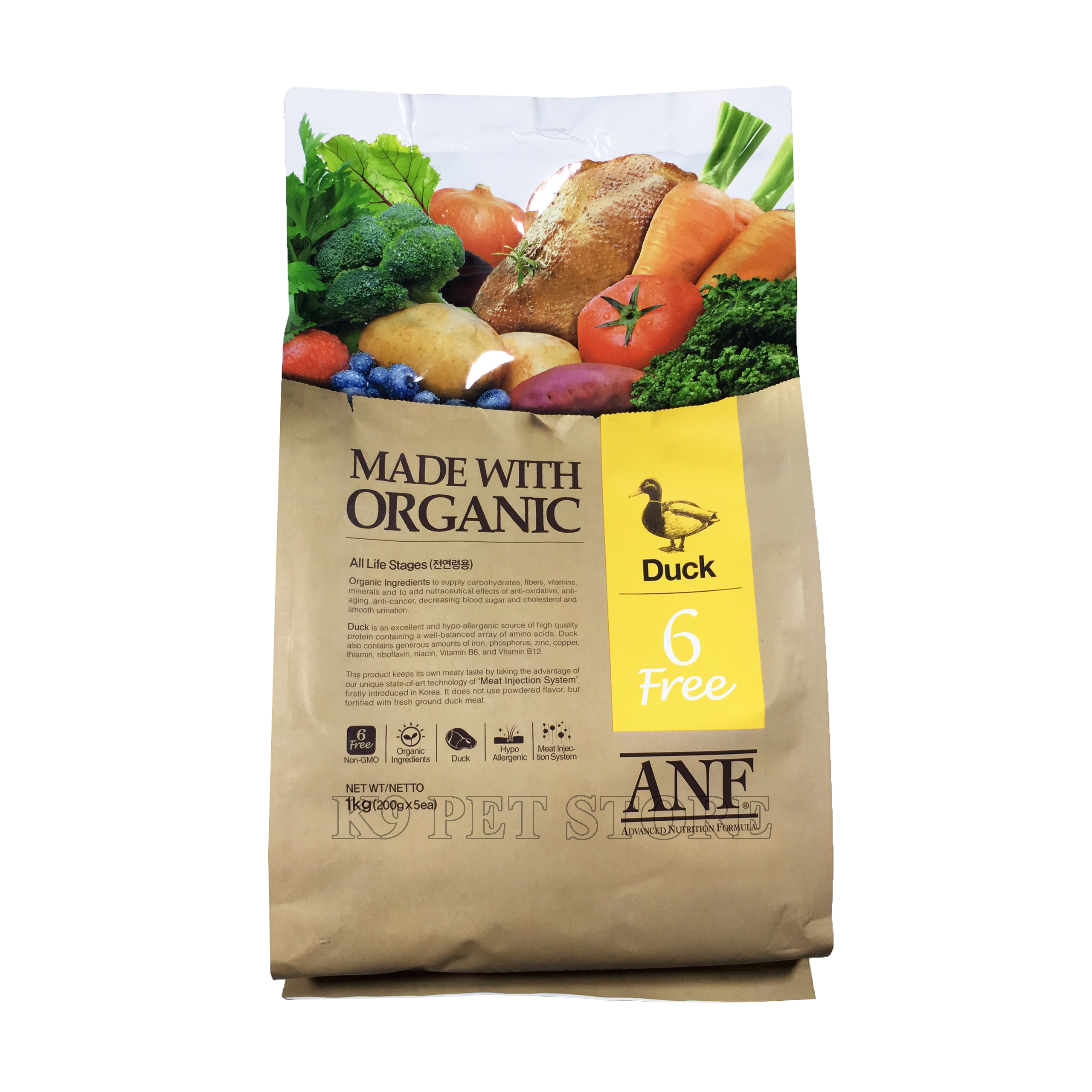 Thức ăn cho chó Organic ANF vị vịt 1kg