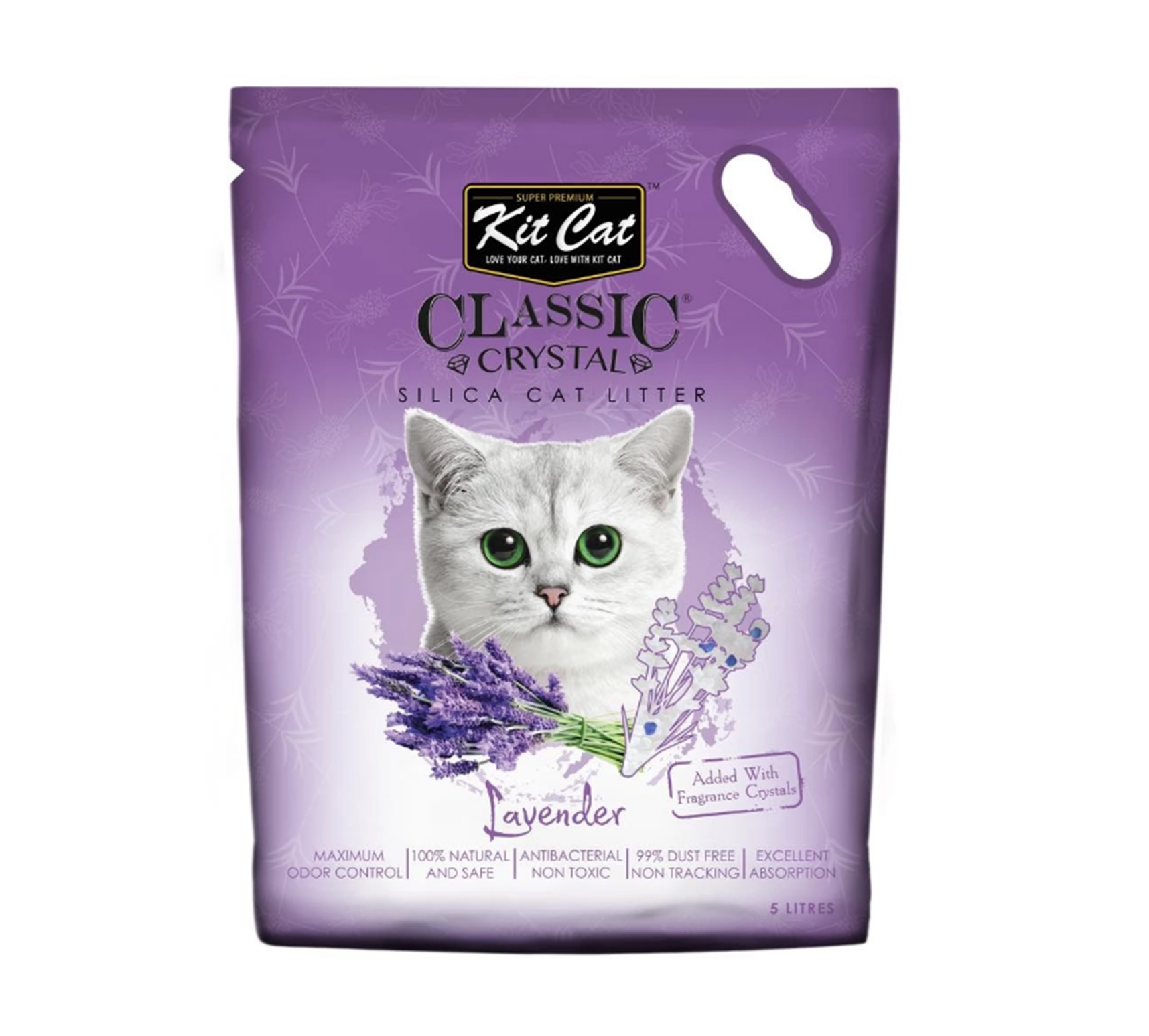 Cát thủy tinh Kitcat Classic Crystal túi 5l hương hoa lavender