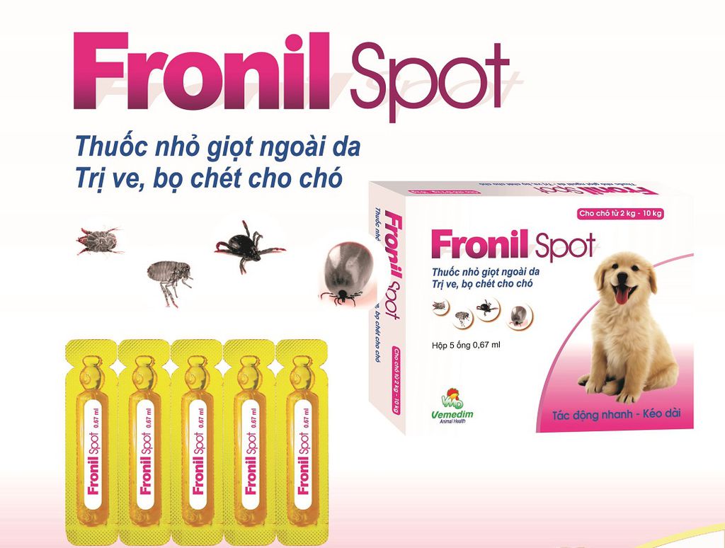 [1 tuyp] Nhỏ gáy trị ve, rận, bọ chét chó mèo Fronil Spot