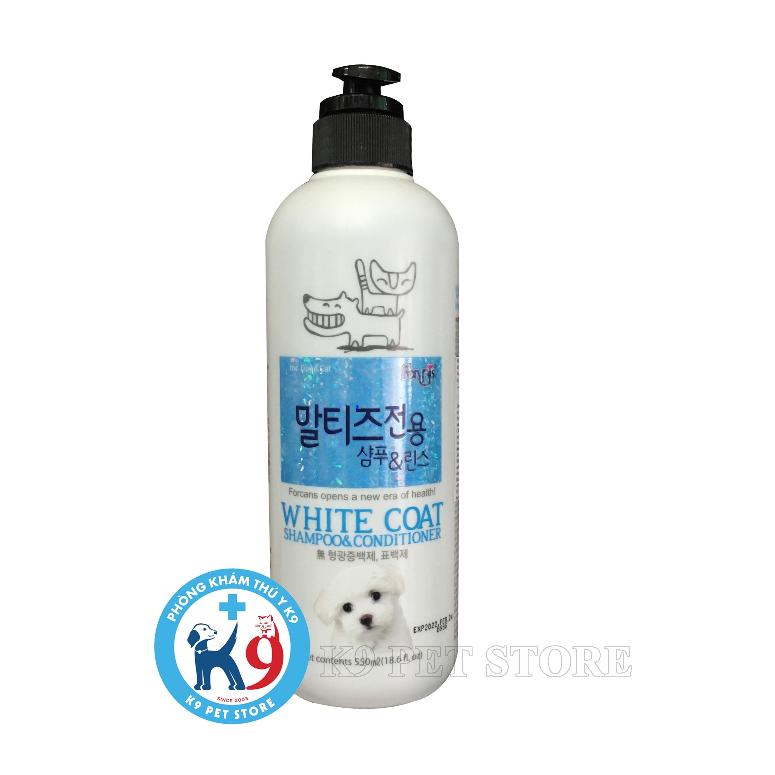 Sữa tắm cho thú cưng lông trắng White Coat Forcans Hàn Quốc 550ml