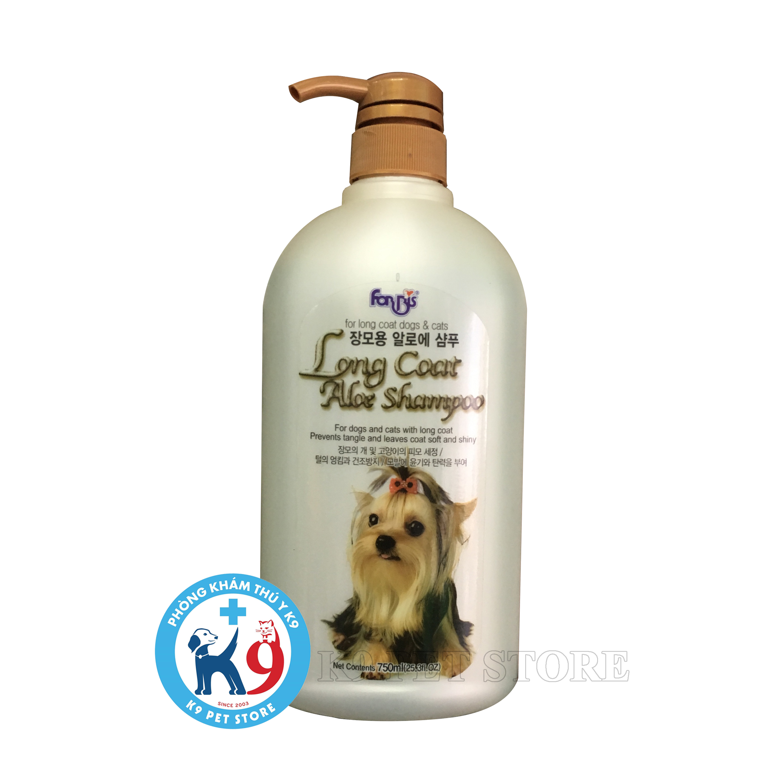 Sữa tắm dưỡng lông cho chó lông dài Long Coat Aloe Shampoo Forbis Forcans Hàn Quốc 750ml