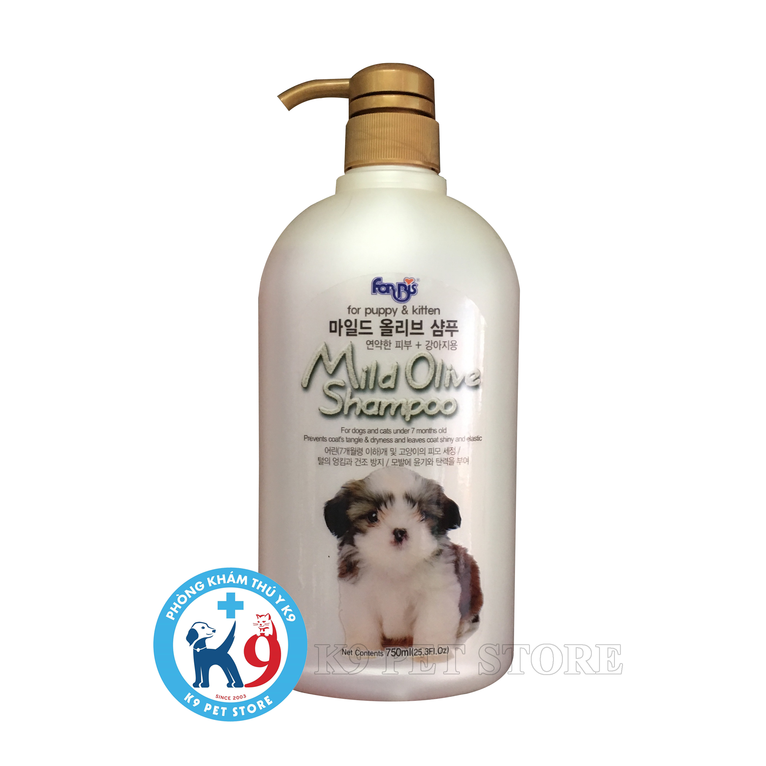 Sữa tắm cho chó con dịu nhẹ Mild Olive Shampoo Forbis Forcans Hàn Quốc 750ml