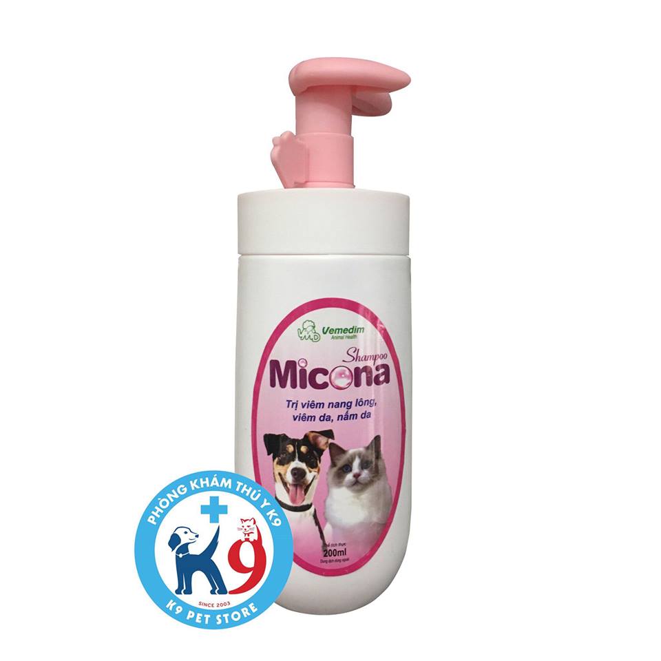 Micona Shampoo - Sữa tắm trị viên nang lông, nấm da, viêm da cho chó và mèo 200ml