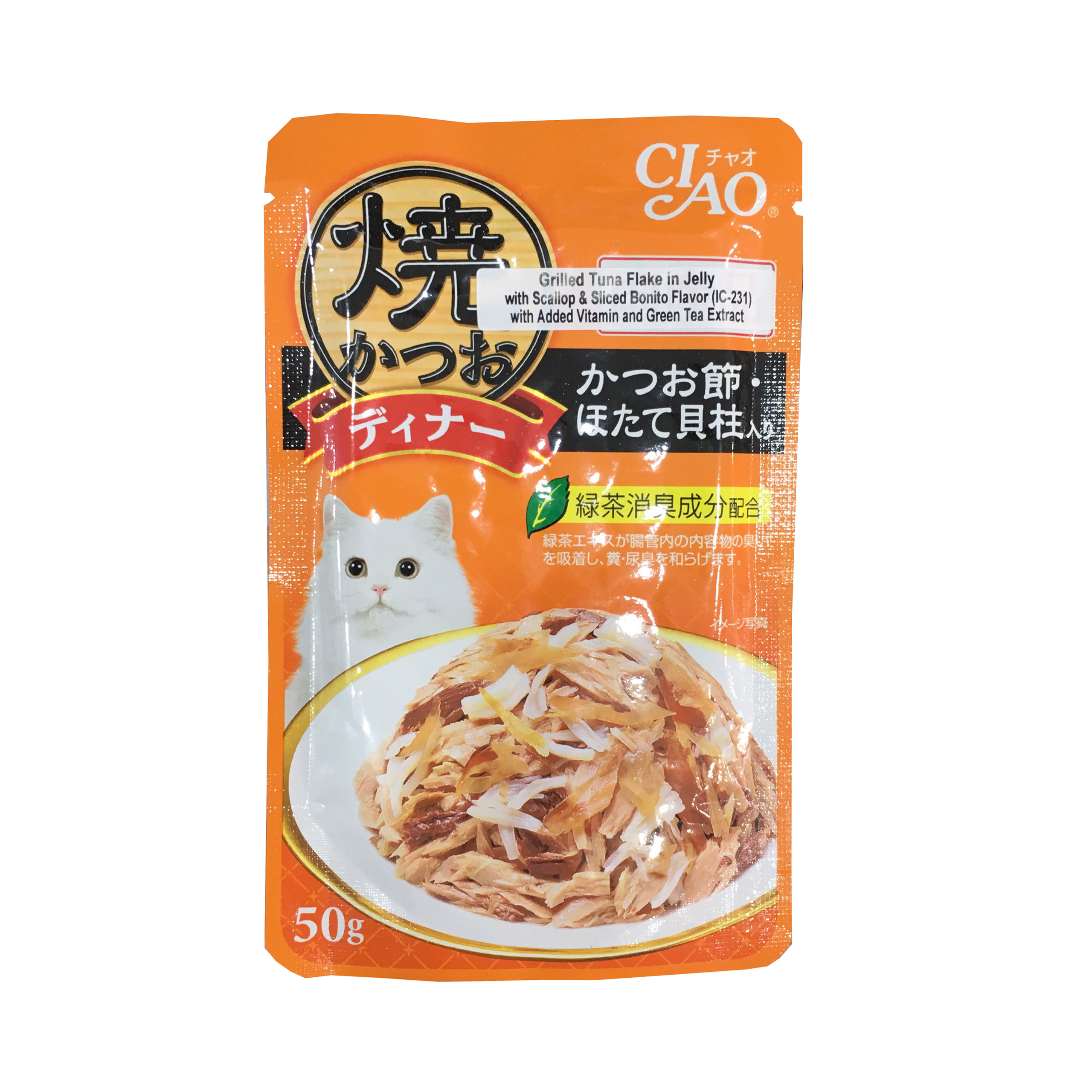 [IC-231] Pate Ciao cho mèo vị Grilled Tuna Flake in Jelly with Scallop & Sliced Bonito 50g