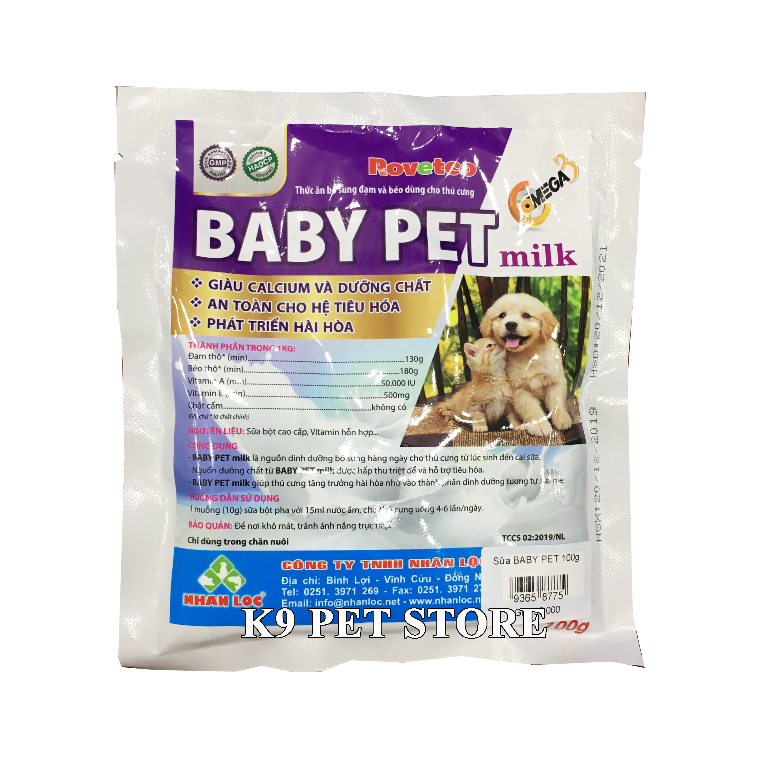 Sữa cho chó mèo Baby Pet milk 100gramSữa cho chó mèo Baby Pet milk 100g