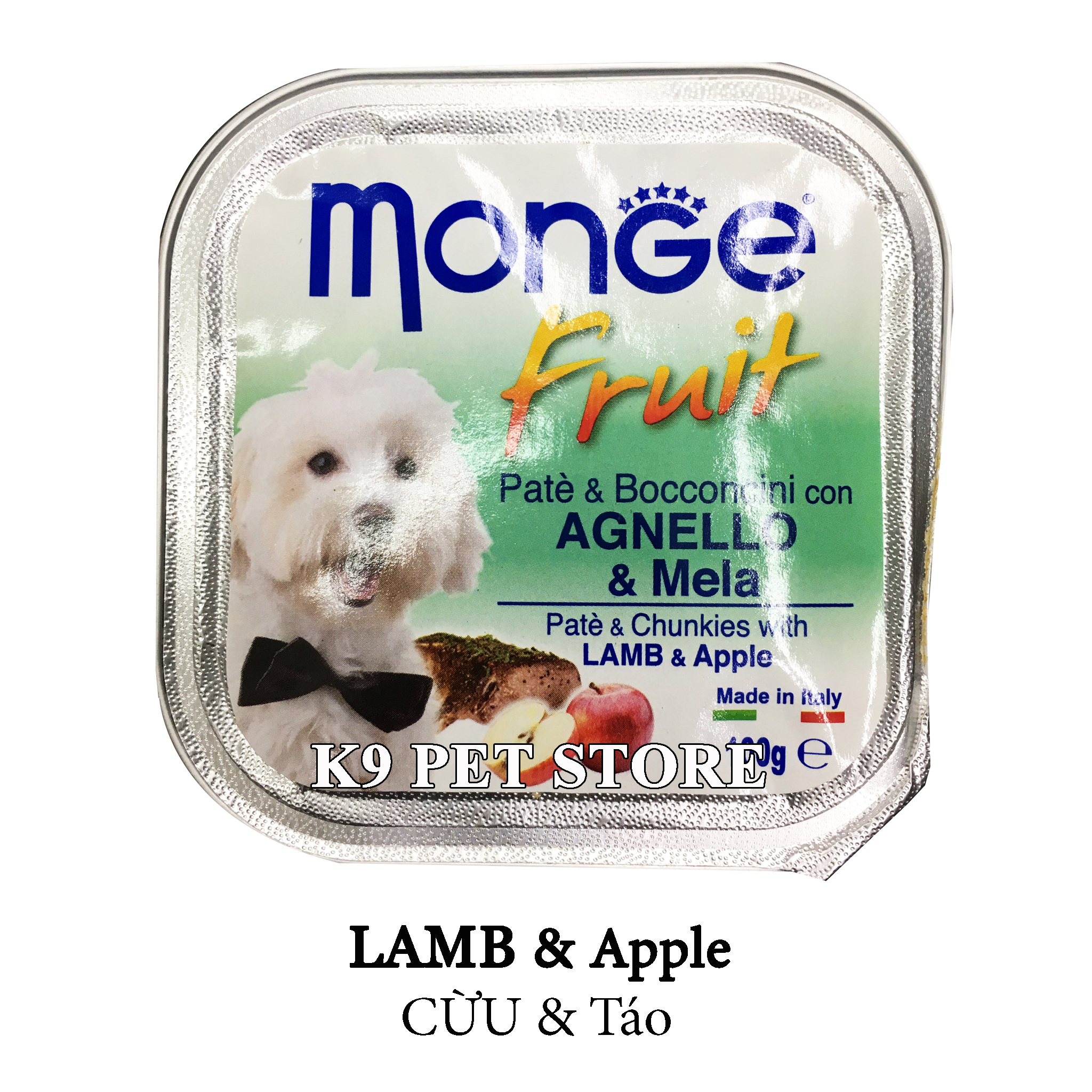 Pate Monge cho chó 100g vị cừu và táo